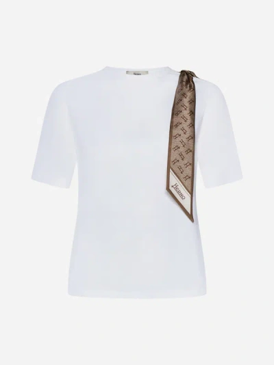 Shop Herno Scarf-detail Cotton T-shirt In White