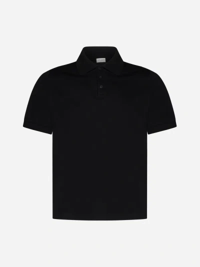 Shop Saint Laurent Cotton Polo Shirt In Black