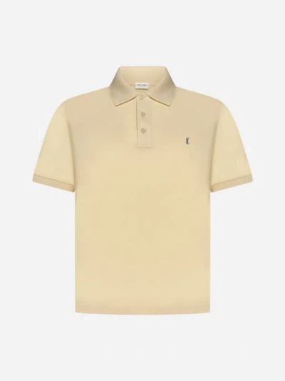 Shop Saint Laurent Cotton Polo Shirt In Yellow,blue
