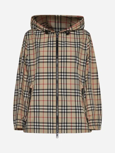 Shop Burberry Everton Check Nylon Jacket In Archive Beige