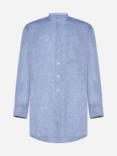 Shop Dolce & Gabbana Linen Shirt In Baby Blue