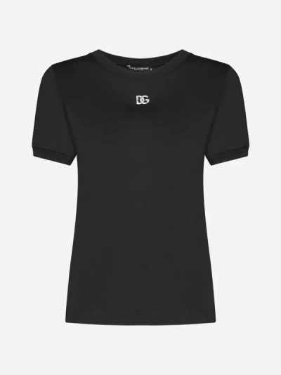 Shop Dolce & Gabbana Dg Logo Cotton T-shirt In Black