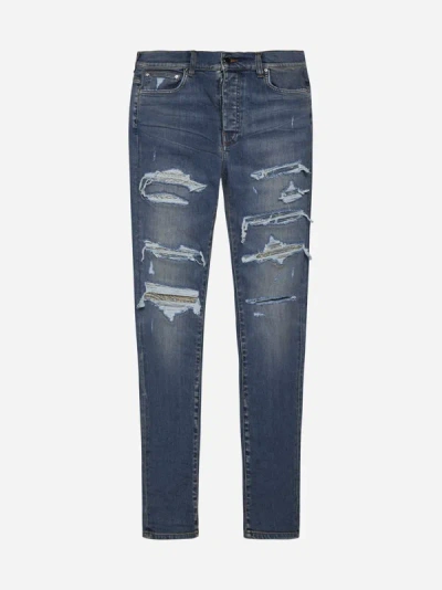 Shop Amiri Bandana Thrasher Skinny Jeans In Crafted Indigo