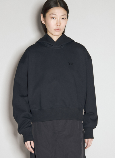 Shop Y-3 Logo Applique Hooded Sweatshirt In Black