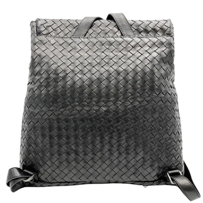Shop Bottega Veneta Intrecciato Black Leather Backpack Bag ()