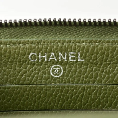 Pre-owned Chanel Matelassé Green Leather Wallet  ()