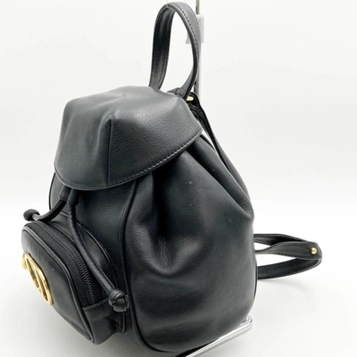Shop Dior Black Leather Backpack Bag ()