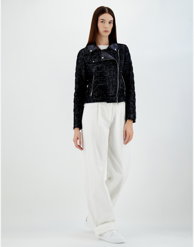 Herno Sequin Embroidery Bomber Jacket In Black