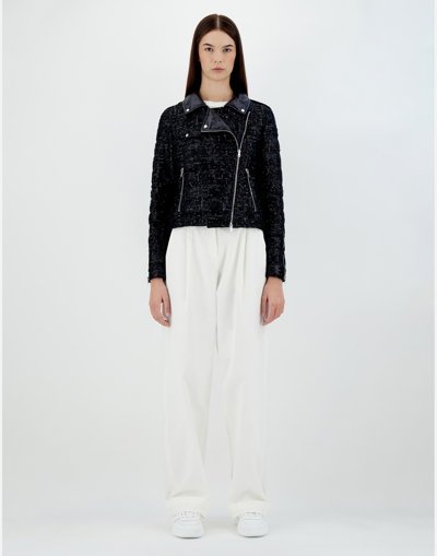 Herno Sequin Embroidery Bomber Jacket In Black