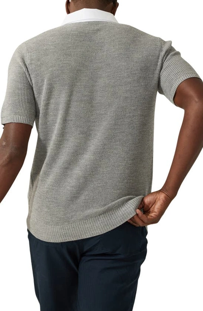 Shop Good Man Brand Woven Collar Wool Polo Sweater In Frost Grey