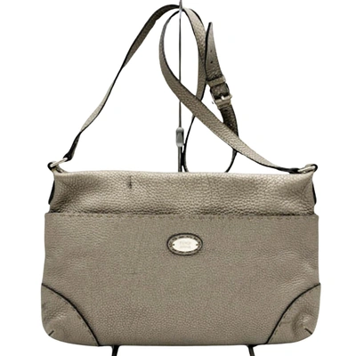 Shop Fendi Selleria Grey Leather Shoulder Bag ()