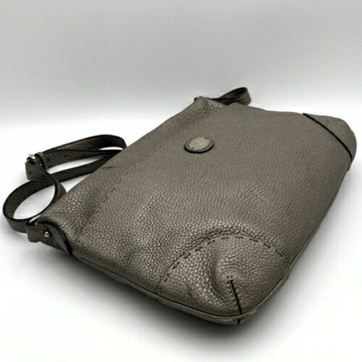 Shop Fendi Selleria Grey Leather Shoulder Bag ()