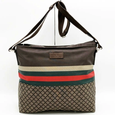 Shop Gucci Diamante Brown Synthetic Shopper Bag ()