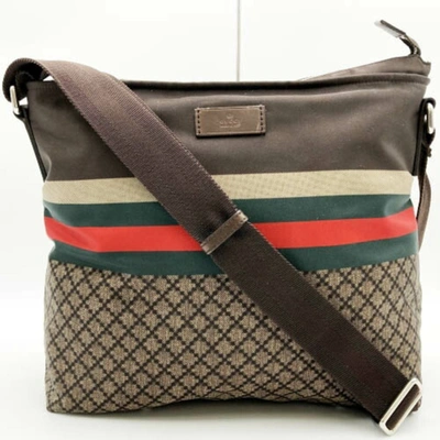 Shop Gucci Diamante Brown Synthetic Shopper Bag ()