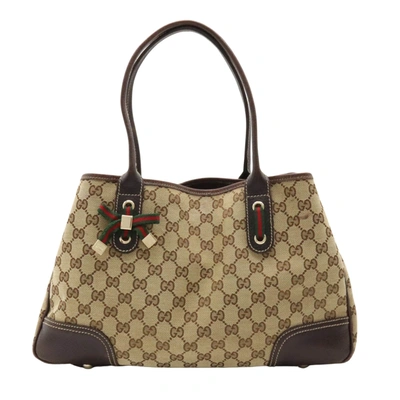 Shop Gucci Princy Beige Canvas Tote Bag ()