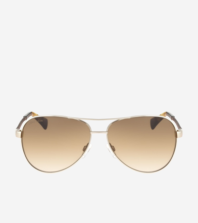 Shop Cole Haan Metal Aviator With Leather In Gold
