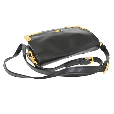 Shop Prada Spazzolato Nero Black Leather Shoulder Bag ()