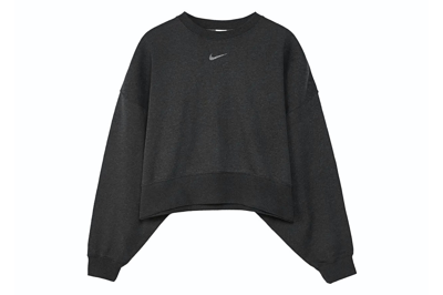 Pre-owned Nike Sportswear Women's Essential Fleece Crew Sweatshirt Dark Grey