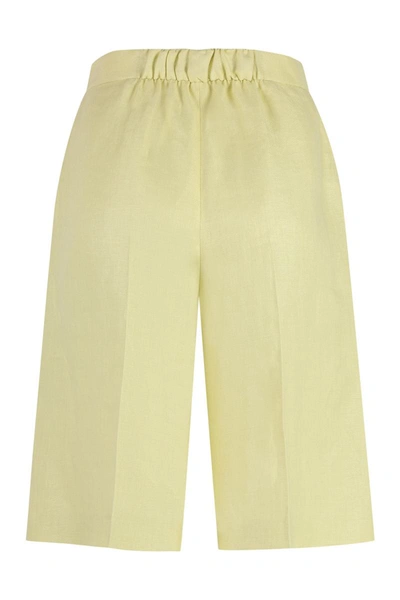 Shop Agnona Linen Bermuda-shorts In Green