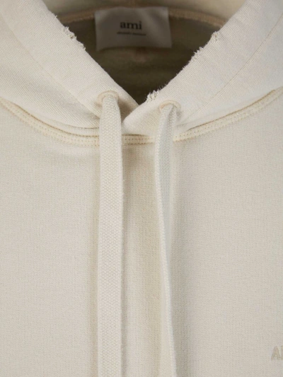 Shop Ami Alexandre Mattiussi Ami Paris Cotton Hoodie Sweatshirt In Blanc