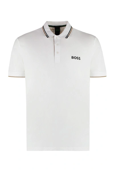 Shop Hugo Boss Boss Short Sleeve Cotton Pique Polo Shirt In White