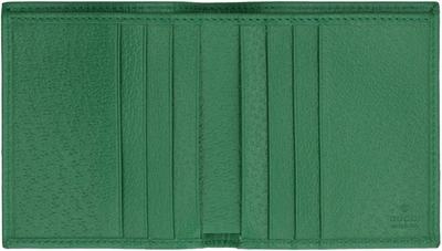 Shop Gucci Fabric Bi-fold Wallet In Green