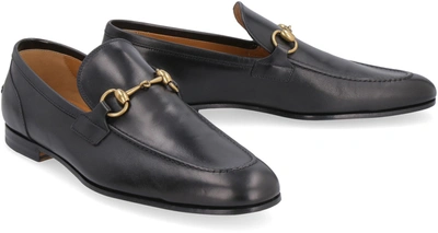 Shop Gucci Jordaan Leather Loafers With Horsebit In Black