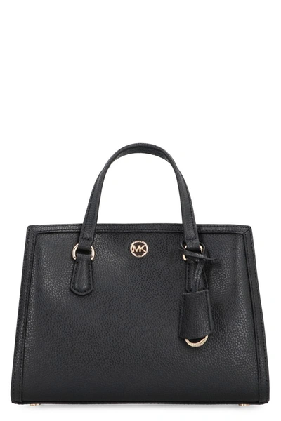 Shop Michael Michael Kors Michael Kors Chantal Leather Handbag In Black