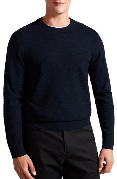Shop Ted Baker Lounge 't' Stitch Crewneck Sweater In Navy