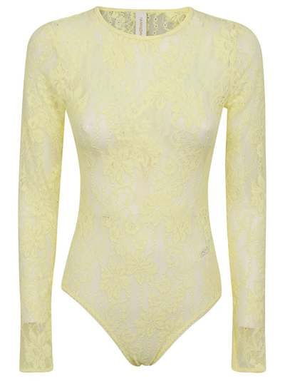 Shop Zimmermann Floral Lace Bodysuit In Yellow