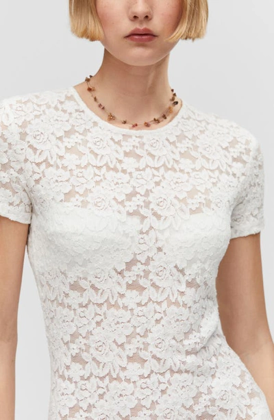 Shop Mango Guipure Lace Semisheer Minidress In Off White