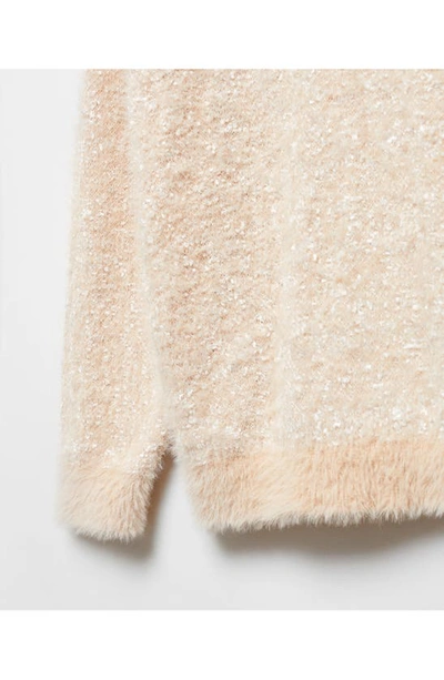 Shop Mango Faux Fur Trim Sweater In Pastel Pink