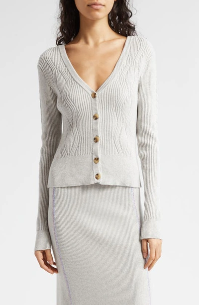 Shop Atm Anthony Thomas Melillo Mixed Stitch Cotton & Cashmere V-neck Sweater In Ash Grey