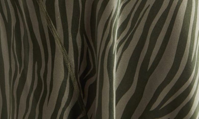 Shop Atm Anthony Thomas Melillo Zebra Stripe Silk Charmeuse Top In Army Combo