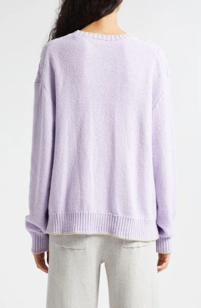 Shop Atm Anthony Thomas Melillo Cable Crewneck Sweater In Pale Orchid