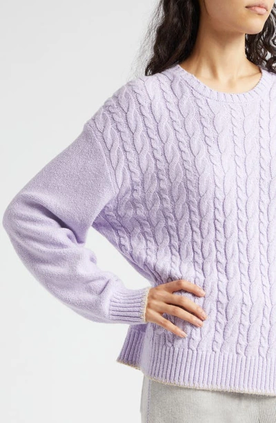 Shop Atm Anthony Thomas Melillo Cable Crewneck Sweater In Pale Orchid