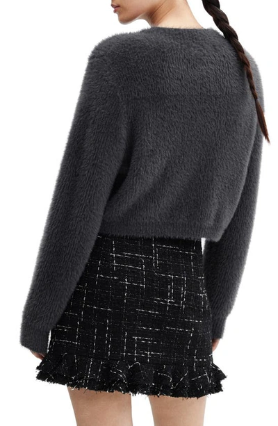 Shop Mango Faux Fur Sweater In Charcoal