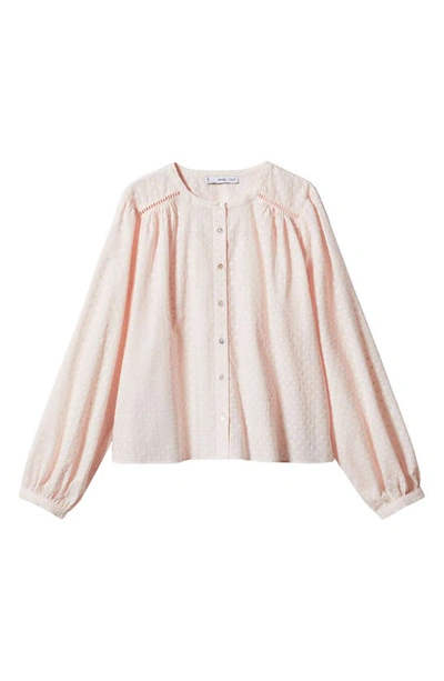 Shop Mango Plumeti Clip Dot Long Sleeve Button-up Shirt In Pastel Pink