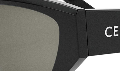 Shop Celine Monochroms 55mm Cat Eye Sunglasses In Shiny Black / Smoke
