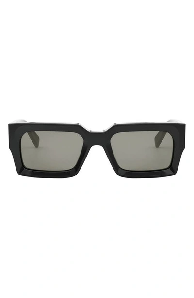 Shop Celine 54mm Rectangular Sunglasses In Shiny Black / Smoke