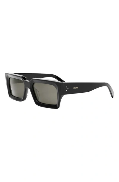 Celine Men s Bold 3 Dots 54mm Rectangular Sunglasses In Shiny Black Smoke ModeSens
