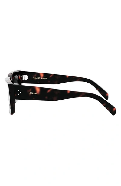 Celine 54mm Rectangular Sunglasses In Dark Havana / Smoke