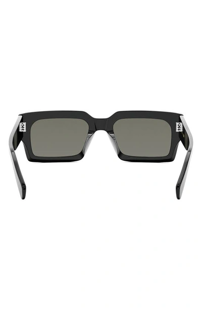 Shop Celine 54mm Rectangular Sunglasses In Shiny Black / Smoke