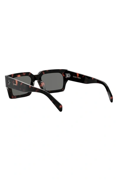Celine 54mm Rectangular Sunglasses In Dark Havana / Smoke