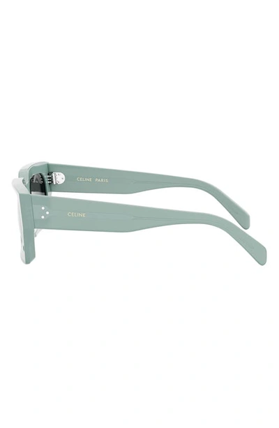 Shop Celine 54mm Rectangular Sunglasses In Shiny Light Green / Smoke