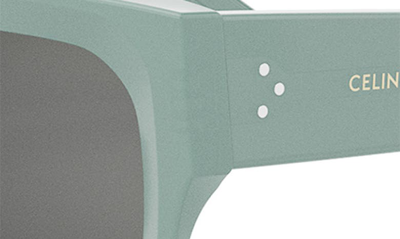 Shop Celine 54mm Rectangular Sunglasses In Shiny Light Green / Smoke