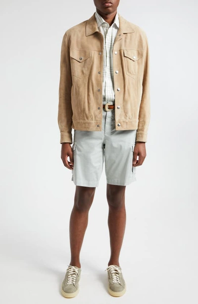 Eleventy Stretch Cotton Cargo Bermuda Shorts In Light Green