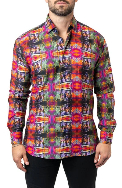 Shop Maceoo Fibonacci Benjamin 68 Cotton Button-up Shirt In Orange