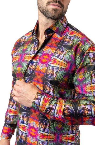 Maceoo Fibonacci Benjamin 68 Cotton Button-up Shirt In Orange