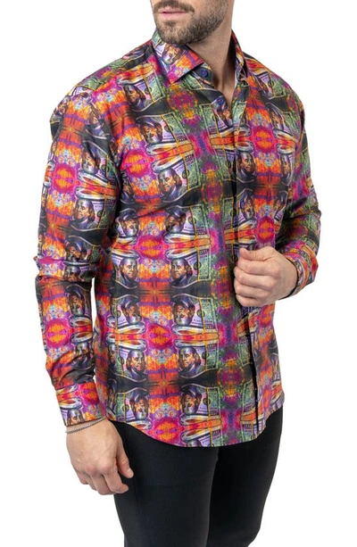 Maceoo Fibonacci Benjamin 68 Cotton Button-up Shirt In Orange